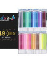 ColorIt Gel Pens For Adult Coloring Books 192 Pack - 12 Metallic Gel Pens,  12 Neon Gel Pens, and 72 Glitter Pens for Art & Office with 96 Matching